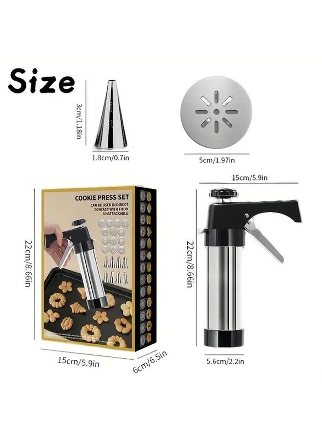 22pcs Press Gun Set Manual Cookie Extruder Cream Piping Nozzle Baking Tools Gift Box - Image 3